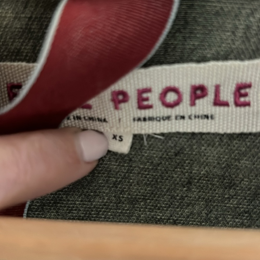 FREE PEOPLE Size XS Harley Washed Olive Green Military Jacket Olive - Picture 3 of 5
